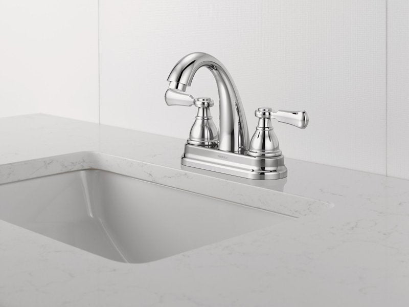 Peerless Elmhurst P2565LF Bath Faucet, 1 gpm, 2-Faucet Handle, 3-Faucet Hole, Zinc, Chrome, 4 in Faucet Centers