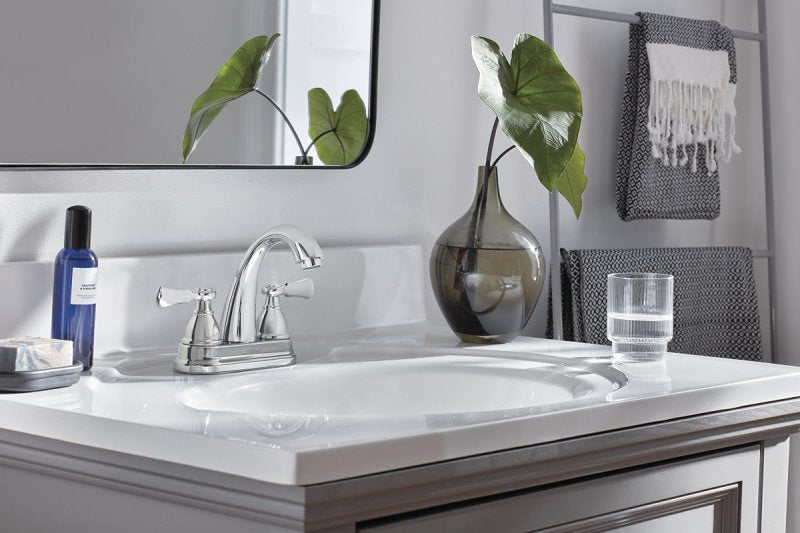 Peerless Elmhurst P2565LF Bath Faucet, 1 gpm, 2-Faucet Handle, 3-Faucet Hole, Zinc, Chrome, 4 in Faucet Centers