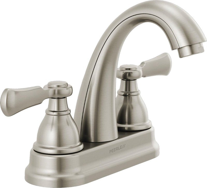 Peerless Elmhurst Series P2565LF-BN Centerset Bath Faucet, 1 gpm, 2-Faucet Handle, 3-Faucet Hole, Zinc, Brushed Nickel