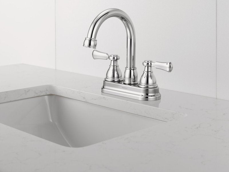 Peerless Elmhurst Series P2665LF Centerset Bathroom Faucet, 1 gpm, 2-Faucet Handle, 3-Faucet Hole, Zinc, Chrome
