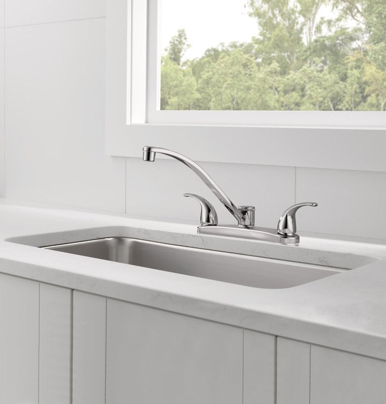 Peerless P299208LF Kitchen Faucet, 1.5 gpm, 3-Faucet Hole, Chrome, Deck Mounting, 8 in Faucet Centers, ADA Compliant