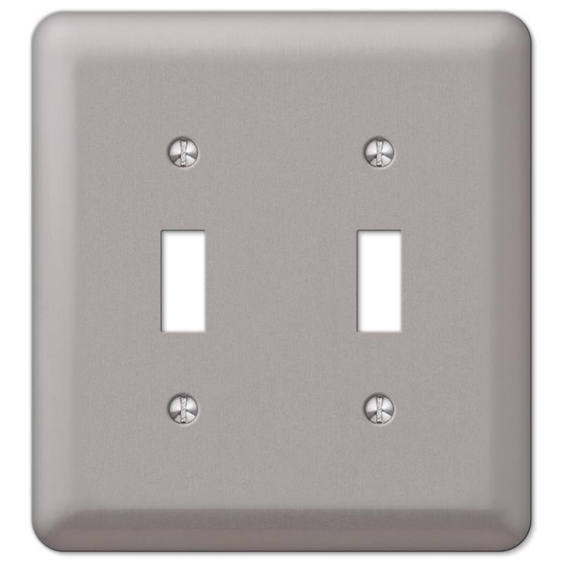 Amerelle Devon Brushed Nickel 2 gang Steel Toggle Wall Plate 1 pk, Pack of 3