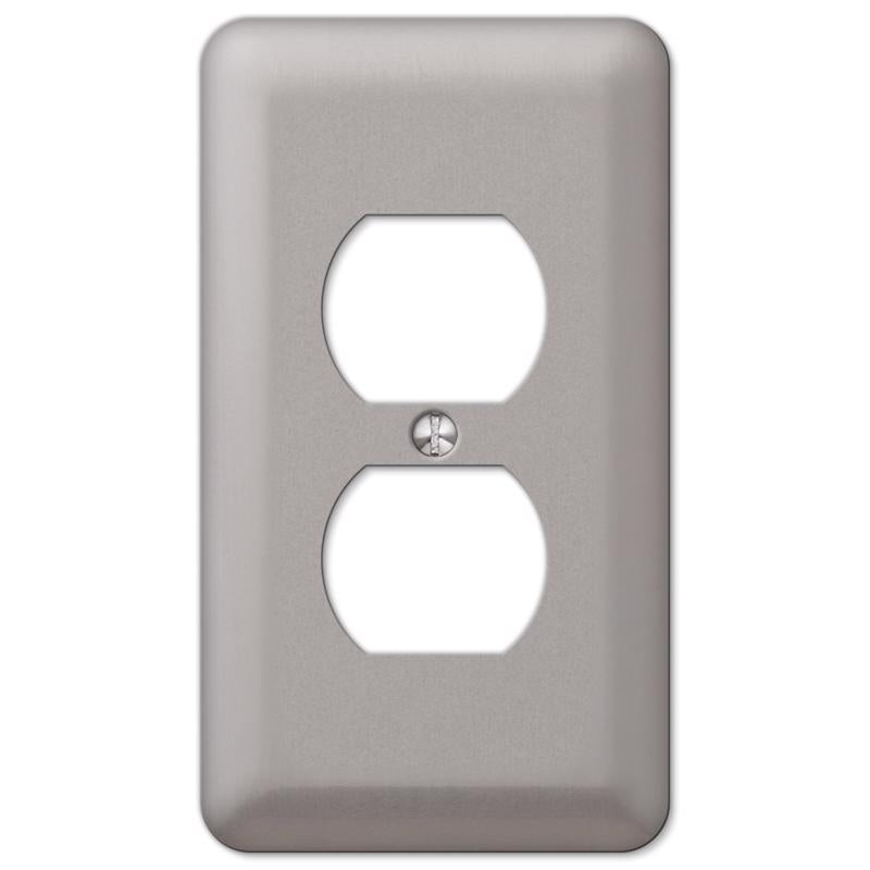 Amerelle Devon Brushed Nickel Pewter 1 gang Steel Duplex Wall Plate 1 pk, Pack of 6