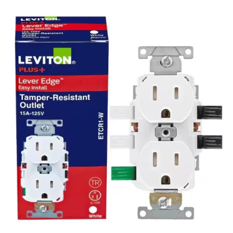 Leviton Lever Edge 15 amps 125 V White Outlet 5-15R 1 pk