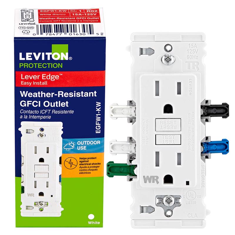 Leviton Lever Edge 15 amps 125 V White Weather Resistant GFCI Outlet 1 pk