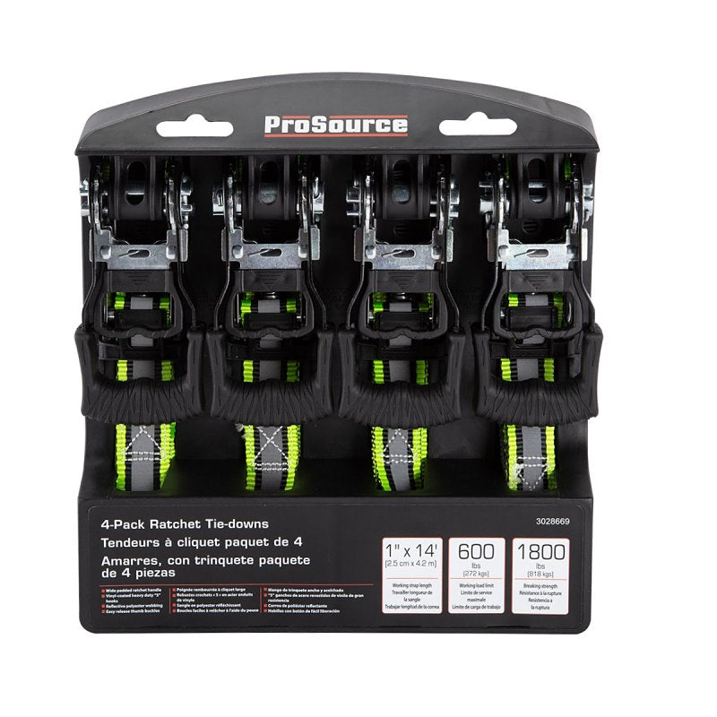 ProSource FH-013 Ratchet Tie-Down Strap Set, Reflective
