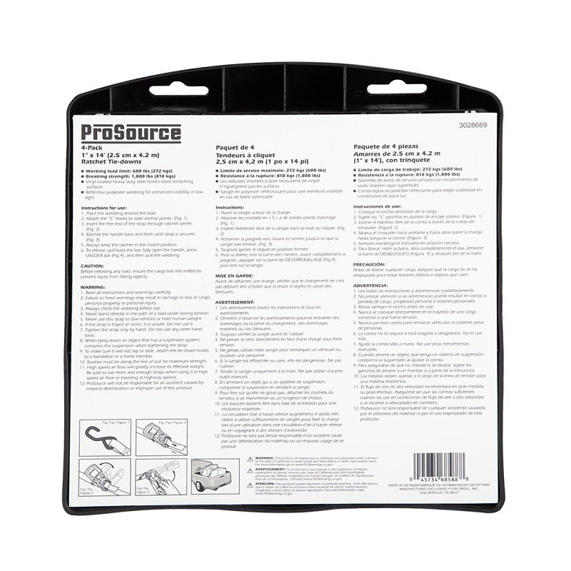 ProSource FH-013 Ratchet Tie-Down Strap Set, Reflective