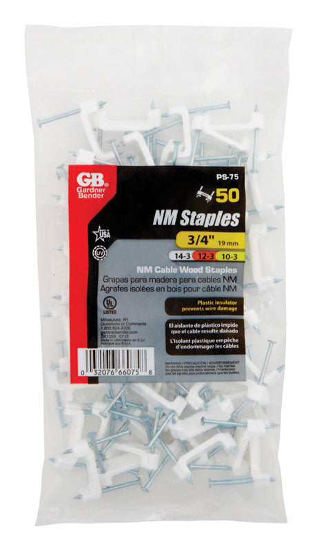 Gardner Bender 3/4 in. W Plastic Insulated Cable Staple 50 pk, Pack of 10