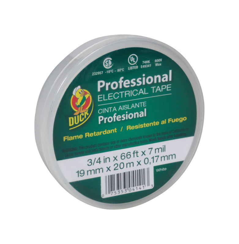 Duck Professional Grade 3/4 in. W X 66 ft. L White Vinyl Electrical Tape, Pack of 12