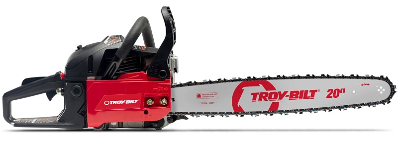Troy-Bilt 41AY46CS766 Chainsaw, Gas, 46 cc Engine Displacement, 2-Stroke Engine, 20 in L Bar, 0.325 in Pitch, Pull Start