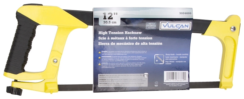 Vulcan JL-HS-508 Hacksaw, 12 in L Blade, 24 TPI, Steel Blade, 3-3/4 in D Throat, Steel Frame, Steel/TPR Grip Handle