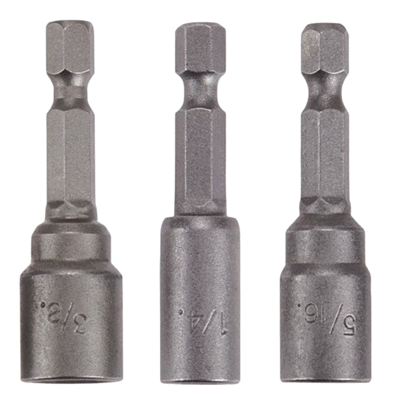 Irwin IWAF242-3 Series Nutsetter Set, 1-7/8 in L Dimensions, 3-Piece, Lobular, Steel, 3/PK