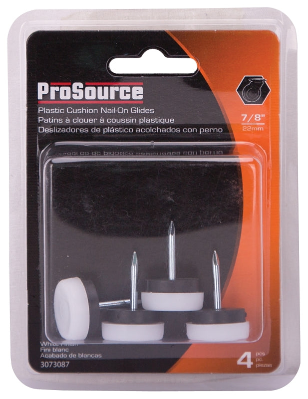 ProSource FE-S517-PS Furniture Glide, Plastic, White, White, 7/8 x 7/8 x 1-3/16 in Dimensions