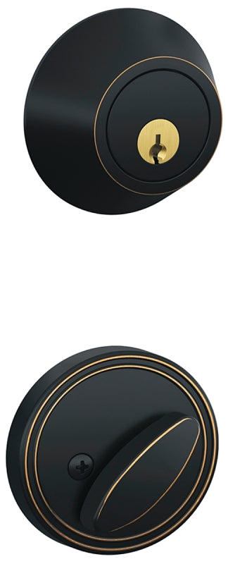 Schlage JD60716 Deadbolt, 3 Grade, SC1 Key, Metal, Aged Bronze, 2-3/8, 2-3/4 in Backset, C Keyway