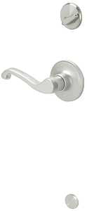 Schlage J Series JH59LAS619RH Handleset Interior Trim, Wave, 3 Grade, Lever Handle, Mechanical Lock, Metal, Satin Nickel