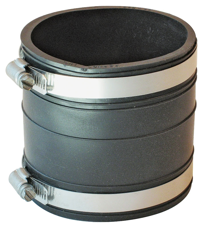 Fernco P1060-33 Flexible Coupling, 3 in, 3.97 in L, Socket, PVC, Black, 4.3 psi Pressure