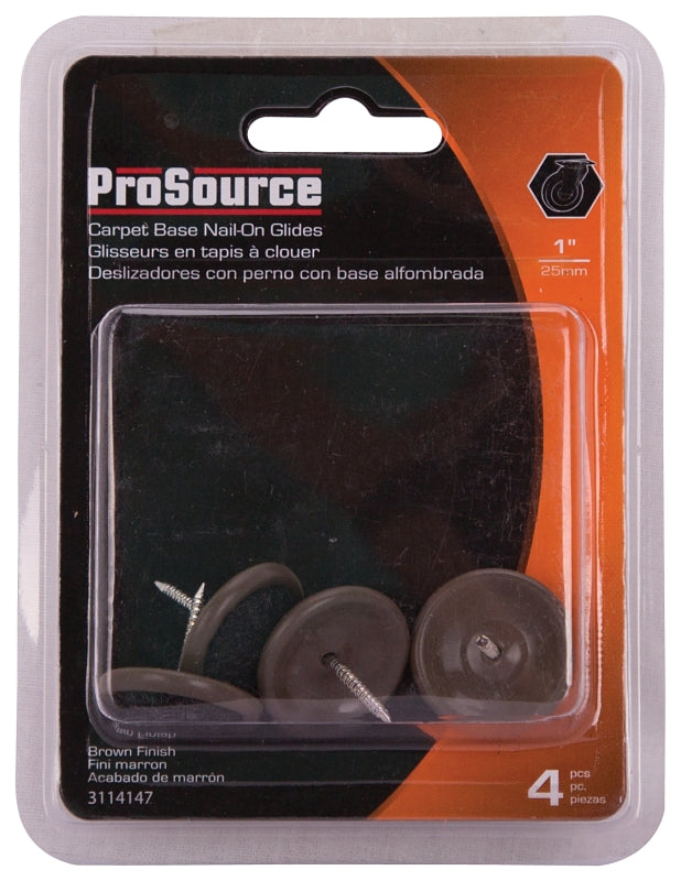ProSource FE-S509-PS Furniture Glide, Carpet/Steel, Brown, Brown, 1 x 1 x 15/16 in Dimensions