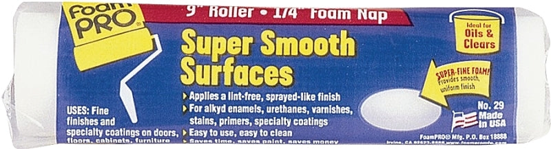 Foampro 29 Roller Cover, 1/4 in Thick Nap, 9 in L