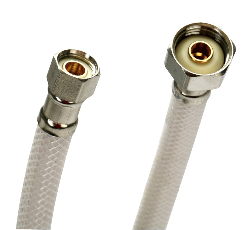 Fluidmaster B1FV20 Water Supply Connector, 3/8 in Inlet, Compression Inlet, 1/2 in Outlet, FIP Outlet, Vinyl Tubing