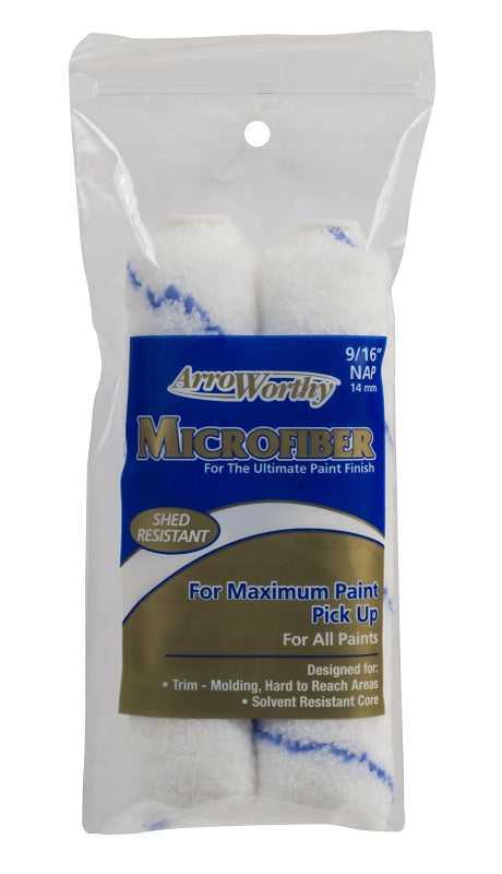 Arroworthy 6.5-MFR4T/P Mini Roller Cover, 9/16 in Thick Nap, 6-1/2 in L, Microfiber Cover, White