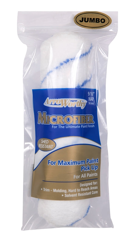 Arroworthy 6.5-MFR4S-J Jumbo Mini Roller Cover, 9/16 in Thick Nap, 6-1/2 in L, Microfiber Cover, Blue/White