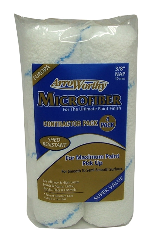 Arroworthy 9MFR3-4PK Roller Cover Pack, 3/8 in Thick Nap, 9 in L, Microfiber Cover