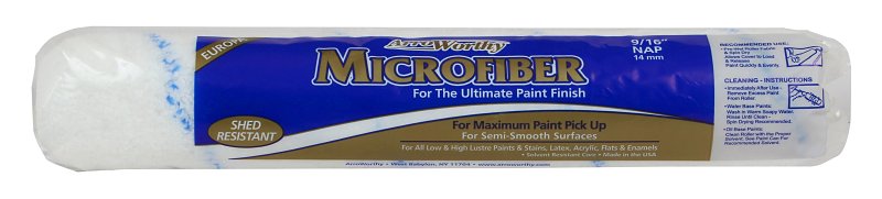Arroworthy Microfiber 14MFR4 Roller Cover, 9/16 in Thick Nap, 14 in L, Fabric Cover, White