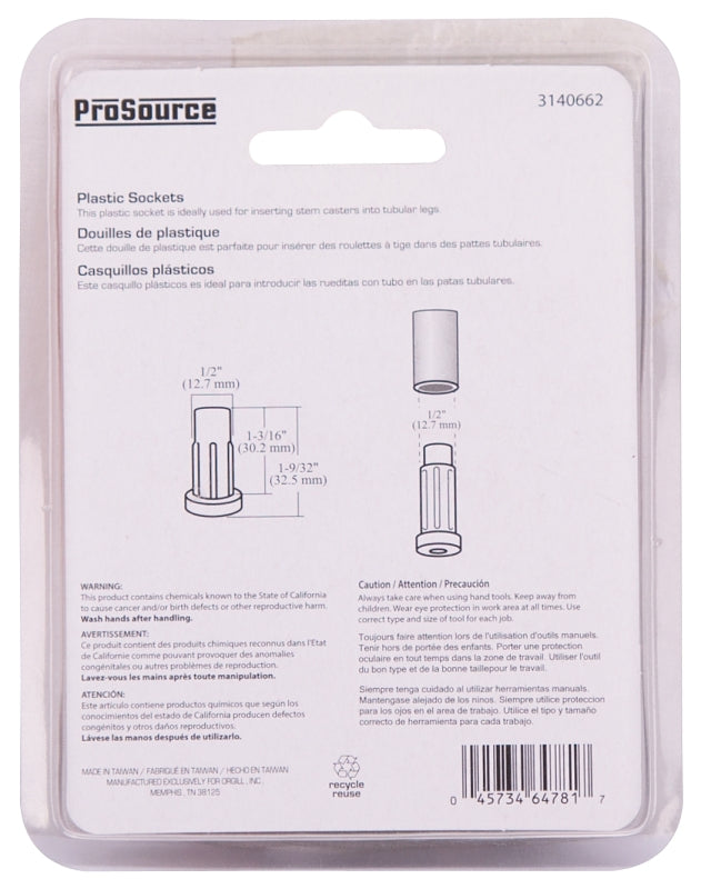 ProSource FE-S803-PS Furniture Socket, Plastic, Black