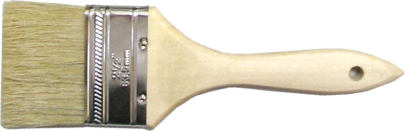 ProSource 150025 Paint Brush, 2-1/2 in W, Chip Brush, White Chinese Bristle Bristle, Plain Grip Handle