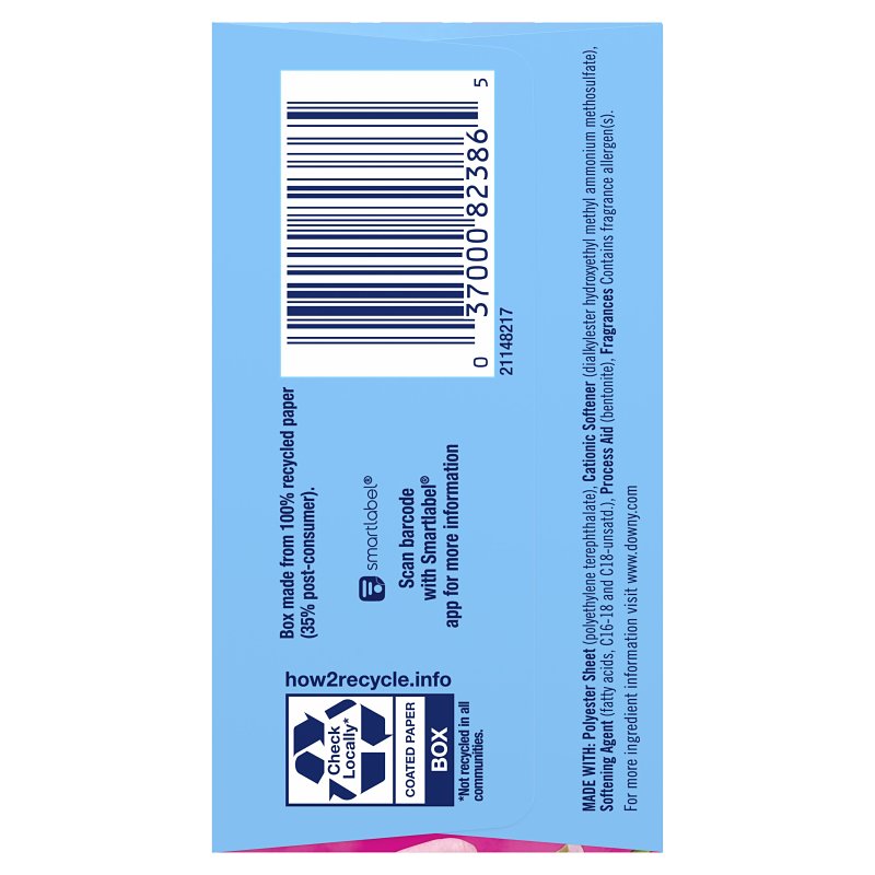 Downy April Fresh 82329 Fabric Softener Dryer Sheet, Scented, Pack of 6
