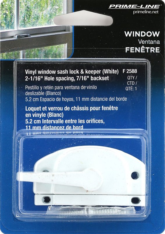 Prime-Line F 2588 Sash Lock, 5.438 in L x 3.813 in W x 1.125 in H Dimensions, Zinc