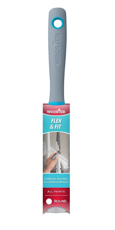 Wooster FLEX & FIT 8712 Chalk Paint Brush, 1 in W, Round Brush, 2-1/2 in L Bristle, Polyester Blend Bristle