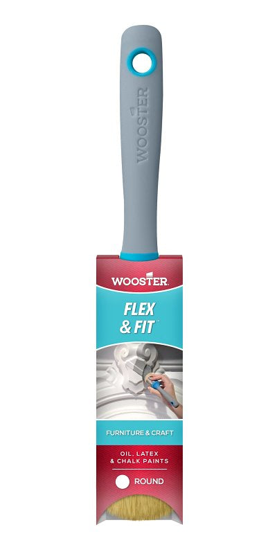 Wooster FLEX & FIT 8714 Chalk Paint Brush, 1-1/2 in W, Round Brush, 2 in L Bristle, Polyester Blend Bristle