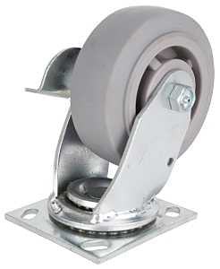 ProSource JC-T04 Swivel/Brake Caster, 5 in Dia Wheel, 2 in W Wheel, Thermoplastic Rubber Wheel, Gray, 450 lb