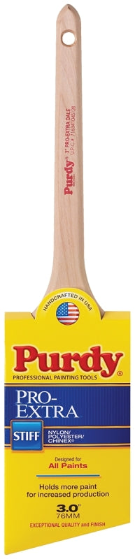 Purdy 144080730 Trim Brush, Natural Hardwood Handle, 3 in W, Nylon/Polyester Bristle, Rat Tail Handle