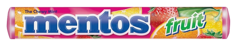 Mentos MF15 Fruit Rolls, Assorted Fruits, 1.32 oz, Pack of 15
