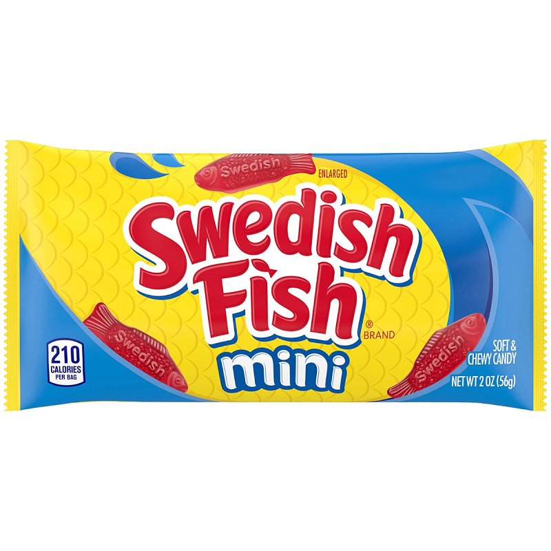 Swedish Fish 110373 Swedish Fish Chewy Candy, Red Berry, 2 oz, Pack of 24