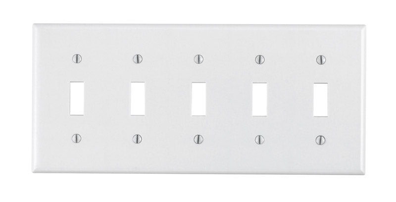 Leviton White 5 gang Plastic Toggle Wall Plate 1 pk