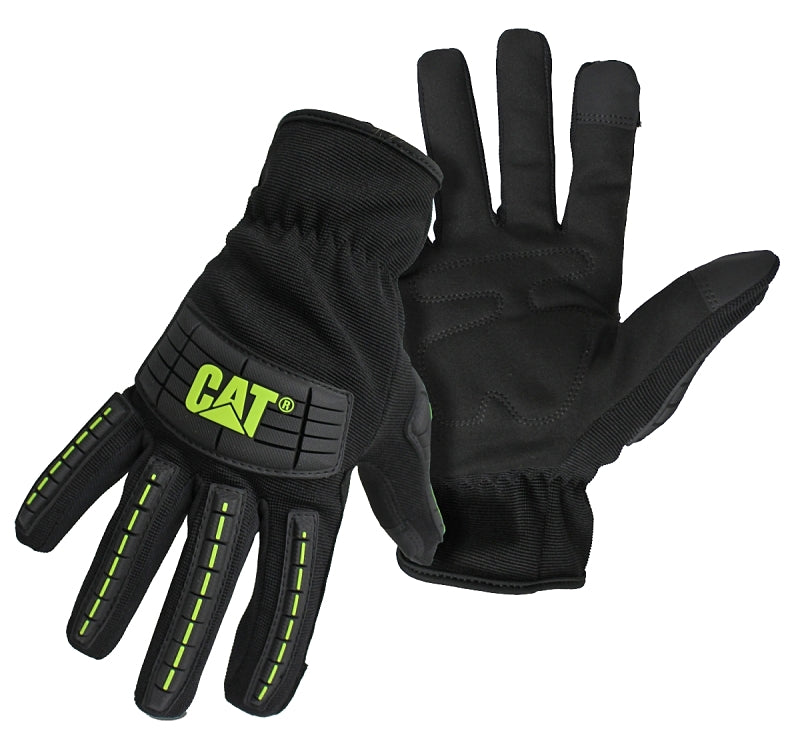 CAT CAT012240L Utility Gloves, High-Impact, Touchscreen, L, Elastic Wrist Cuff, Black