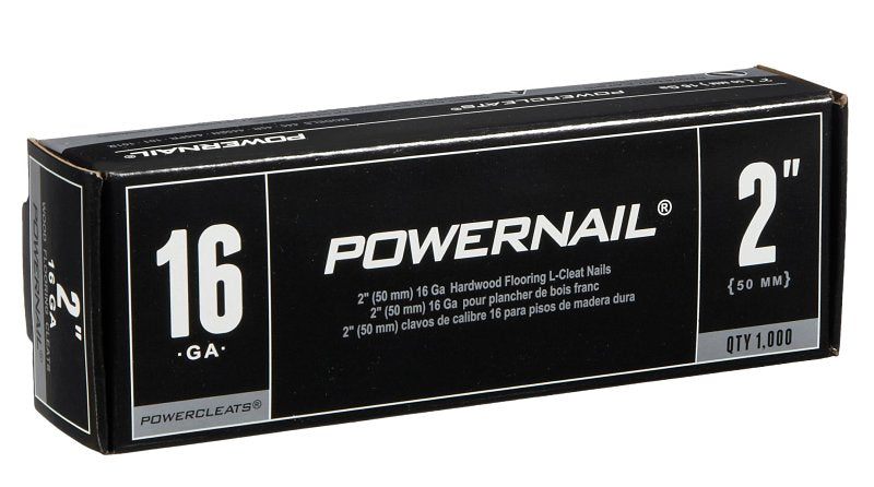 Powernail PowerCleats L200165 Floor Cleat, 2 in L, 16 ga, Carbon Steel, L-Shaped Head, Pack of 5