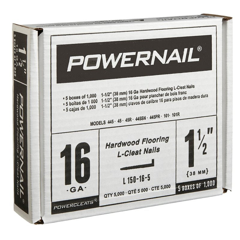 Powernail Powercleats L150165 Floor Nail, 1-1/2 in L, 16 ga, Steel, Pack of 5