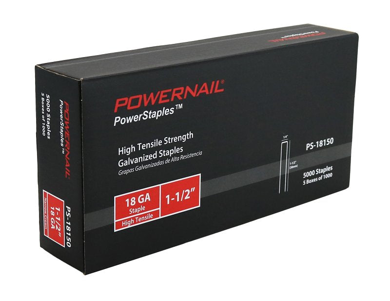 Powernail PowerStaples PS18150 Fine Wire Staple, 1/4 in W Crown, 1-1/2 in L Leg, 18 ga, Carbon Steel, Pack of 6