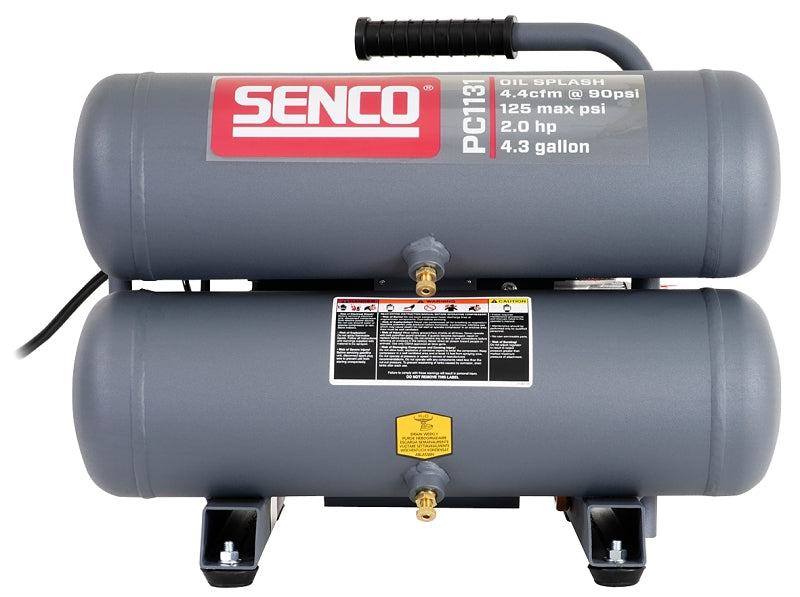 Senco PC1131 Air Compressor, Electric, 4.3 gal Tank, 2 hp, 115 V, 125 psi Pressure, 1-Stage, 4.4 scfm Air