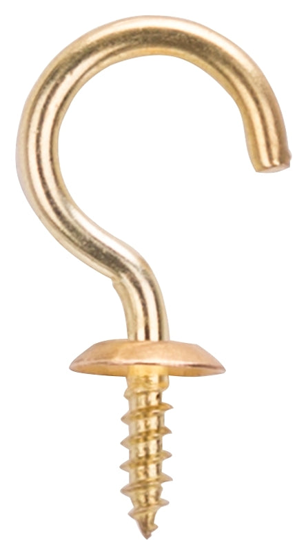 ProSource LR394 Cup Hook, 1/2 in Opening, 5 mm Thread, 1-1/4 in L, Brass, Brass, Pack of 20