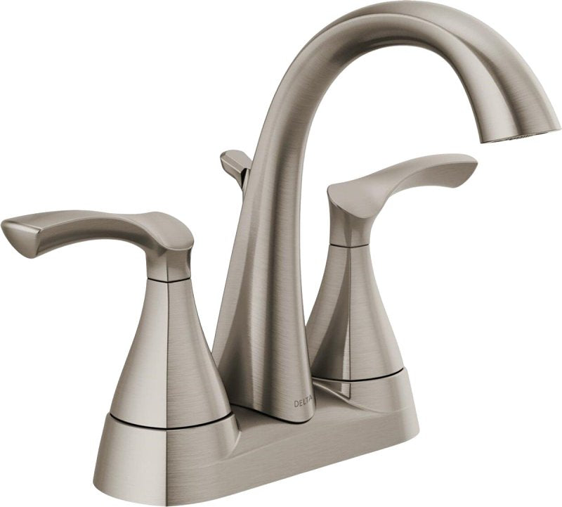 Delta SANDOVER Series 25748LF-SP Centerset Bathroom Faucet, 1.2 gpm, 2-Faucet Handle, 3-Faucet Hole, Plastic