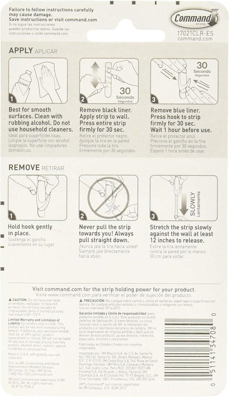 Command 17021CLR-12ESF Medium Replacement Strip, Foam Backing, Clear, 900 g
