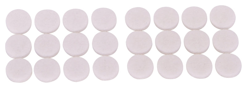 ProSource FE-50230-PS Furniture Pad, Felt Cloth, White, 1/2 in Dia, 5/64 in Thick, Round