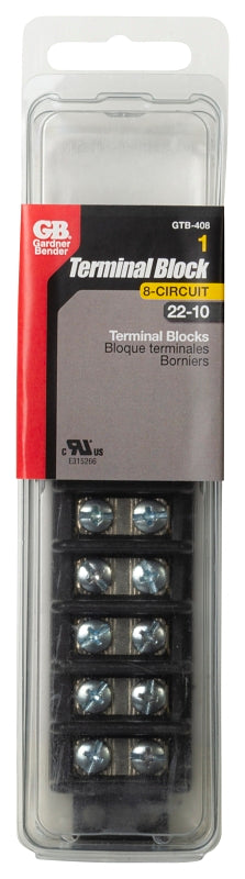 Gardner Bender GTB-408 Terminal Block, 600 V, 30 A, 8-Pole, 2-Row