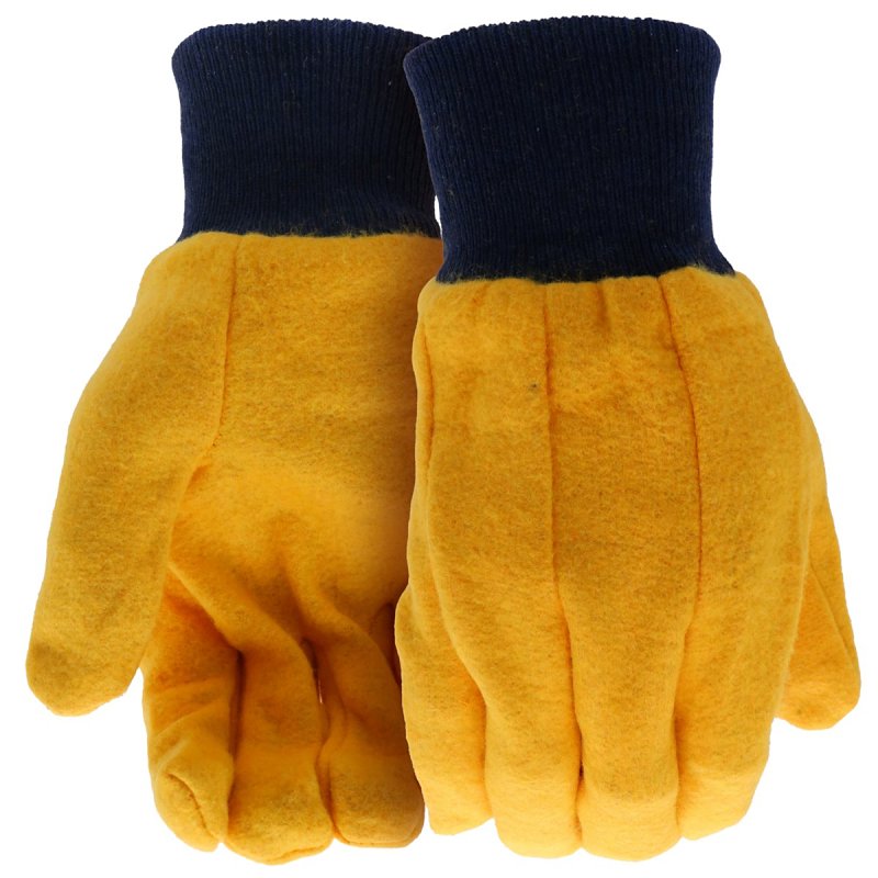 Boss Chore B62142-L Work Gloves, L, Clute Thumb, Knit Wrist Cuff, Cotton/Polyester Flannel, Yellow