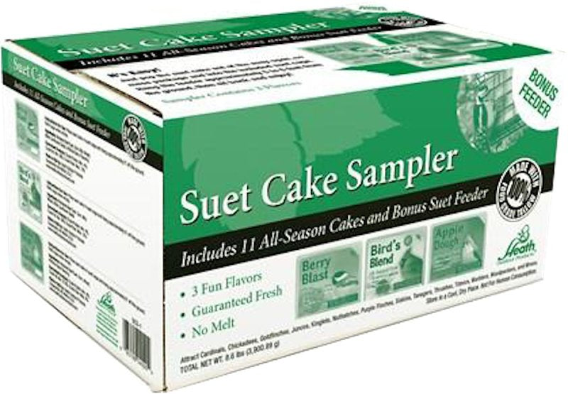 Heath SCS-1 Corn Suet Cake Sampler Pack with Cage, 11, Apple Dough, Berry Blast, Bird's Blend, Pack